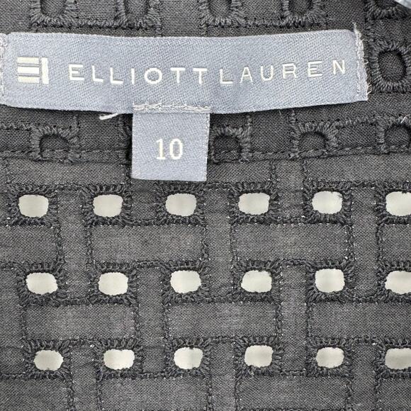 Elliott Lauren blouse women's 10 eyelet lace blouse pocket black beach boho - Picture 6 of 6